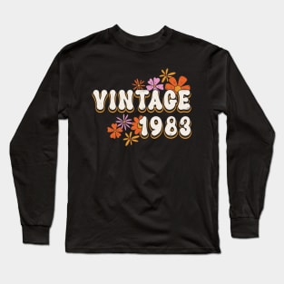 40th Birthday Vintage 1983 Womens Retro Groovy Style Long Sleeve T-Shirt